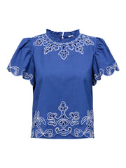 Jdyvera S/s Embroidery Top Wvn Exp - Kobalt