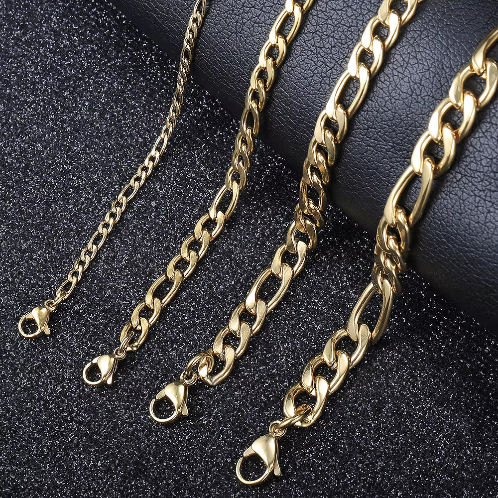 14K Gold Plated Figaro Chain Bracelet