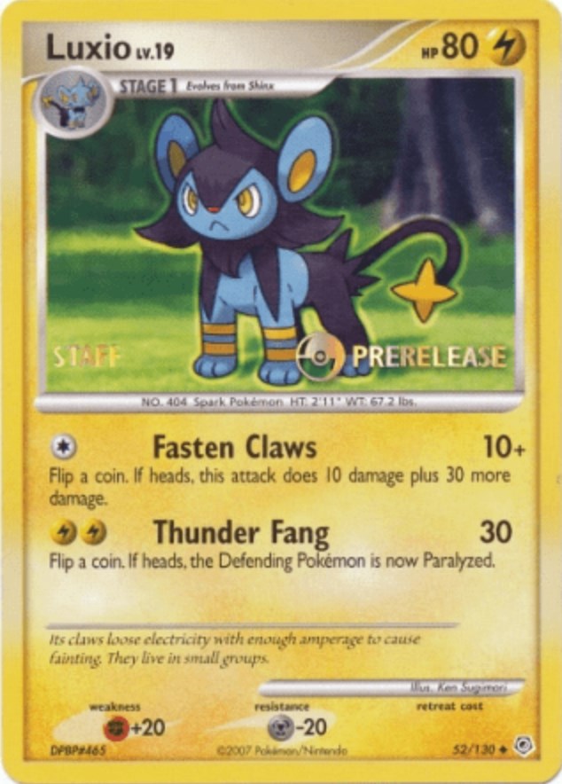 Luxio (52/130) (Prerelease Promo Staff) [Nintendo: Black Star Promos] Pokémon