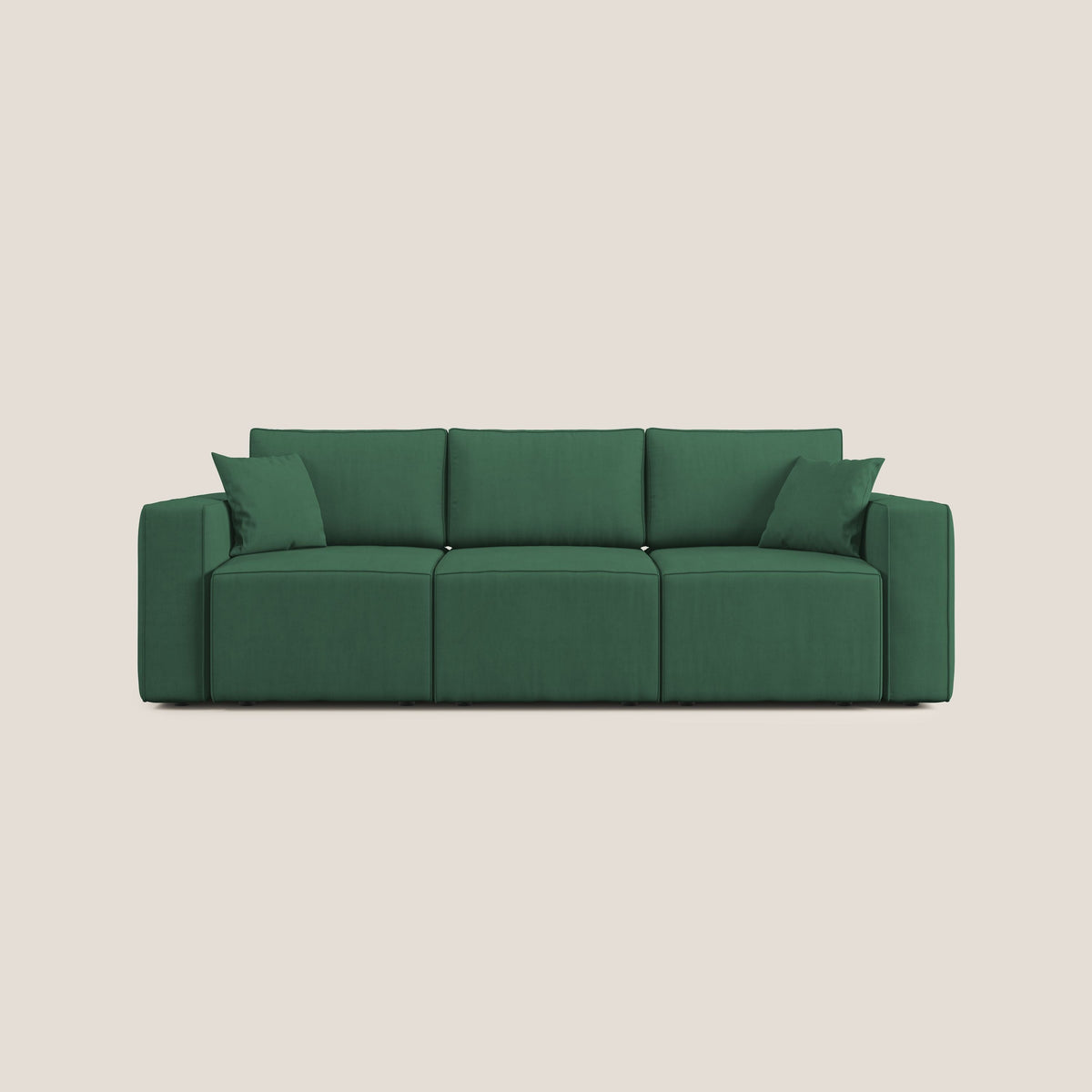 Morfeo divano con 3 sedute estraibili in morbido tessuto impermeabile T02 verde - divani.store