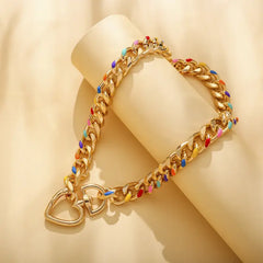 Heart Lock Rainbow Necklace