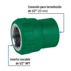 Conector Hembra 1/2 20Mm Ppr Cv-601 Foset
