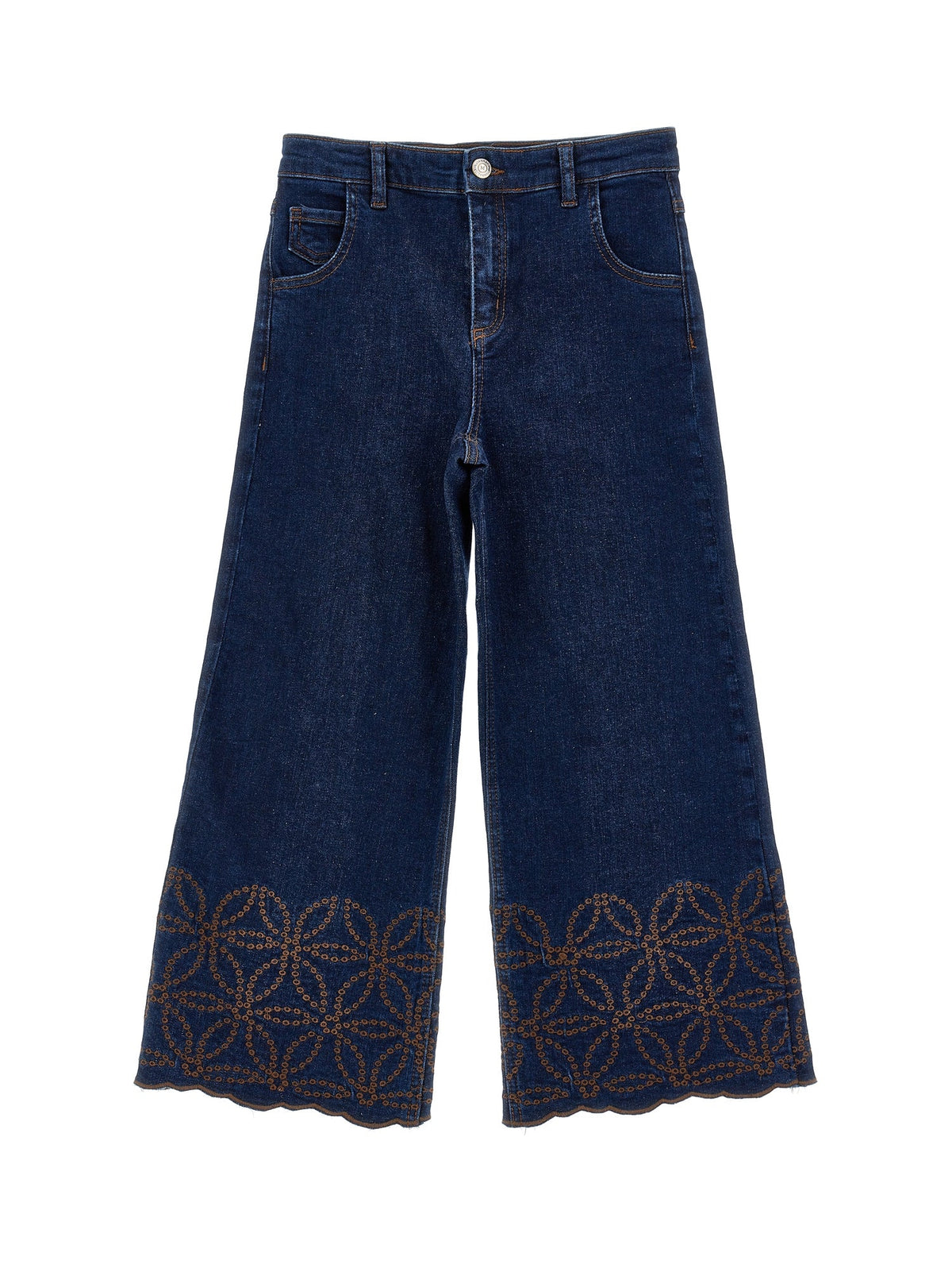 Monnalisa - Wide-Leg Jeans mit Stickerei