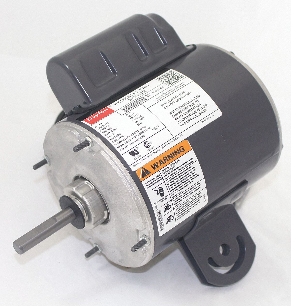 Dayton 1/3 HP Pedestal Fan Motor, Permanent Split Capacitor, 825 Nameplate RPM,115 Voltage, Frame 48YZ - 4UX64