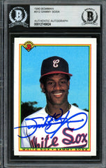 Sammy Sosa Autographed 1990 Bowman Rookie Card #312 Chicago White Sox Beckett BAS Stock #193006 - RSA