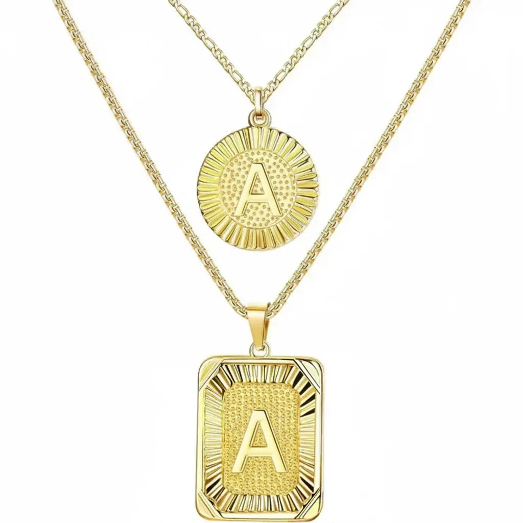 2pc 18K Initial Necklace