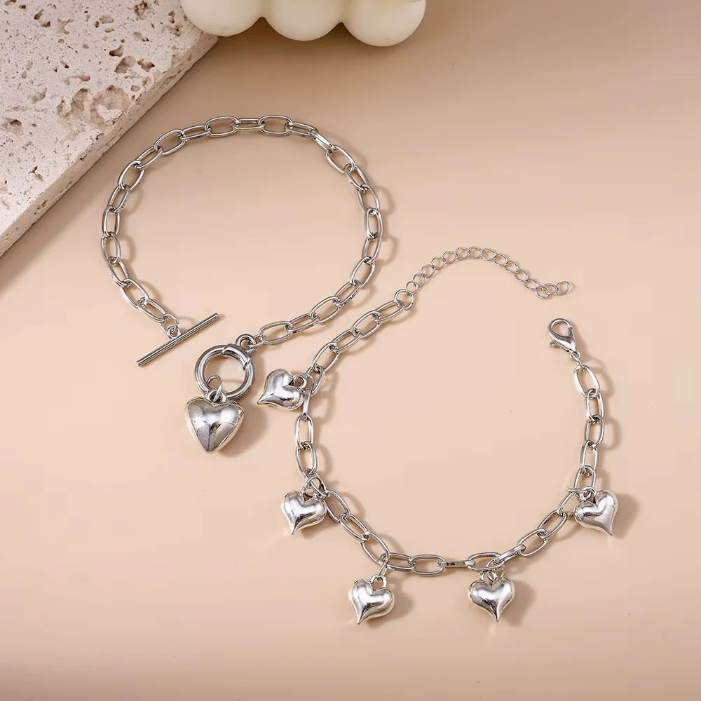 2pc Infinite Heart Toggle Necklace