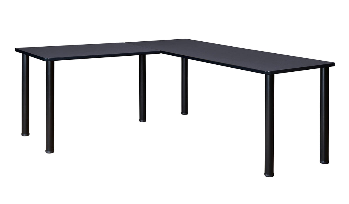 Regency Kee 66 x 66 in. Corner L Shaped Desk- Grey Top, Black Legs