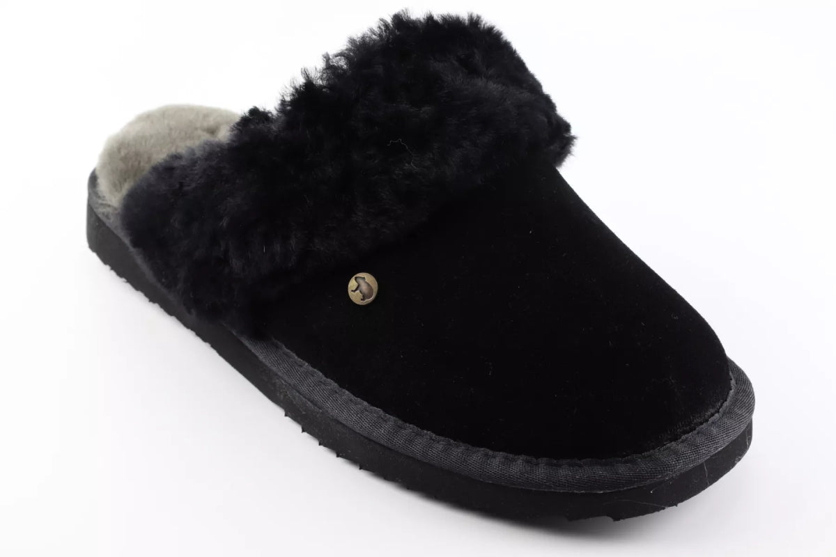 Warmbat Warmbat - Flurry - Dames slippers Vrouwen - zwart nubuck/suede
