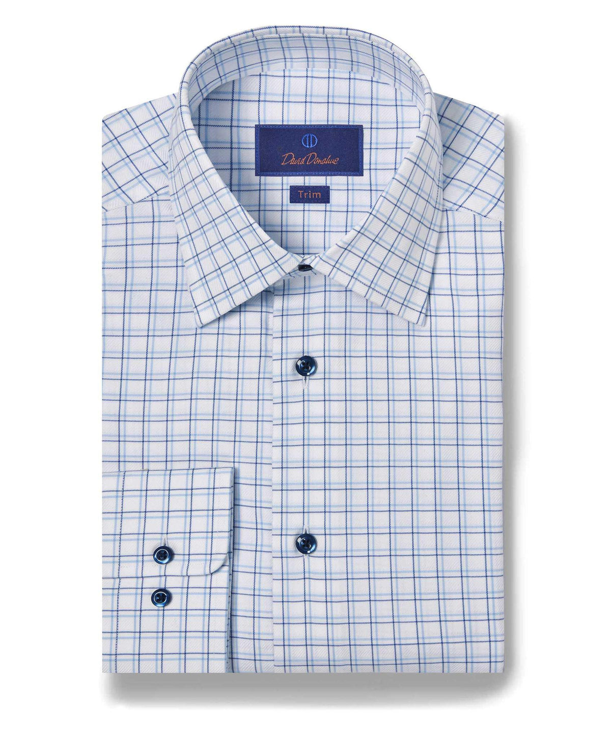 White & Blue Dobby Check Dress Shirt