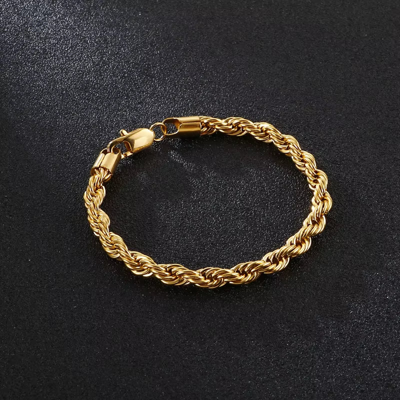 14K Gold Plated Rope Chain Bracelet