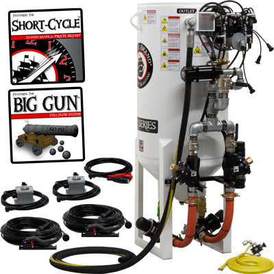 Abrasive Blast Pot, Stationary, 10.0 cu. ft. (285 L), Short Cycle Pressure Release, Electric, 2-Outlet, w/Wall-Mounted Abrasive Cut-Off