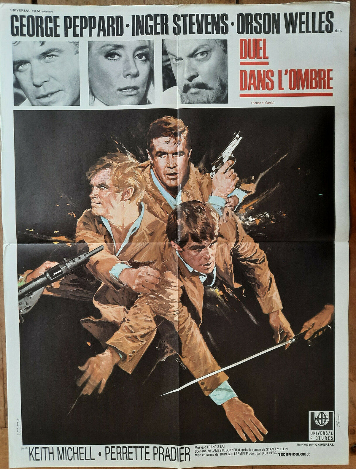 Affiche DUEL DANS L'OMBRE John GUILLERMIN George PEPPARD Orson WELLES 60x80cm