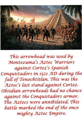 Authentic Pre Columbian Artifact Aztec Arrowhead Battle of Mexico City COA 09