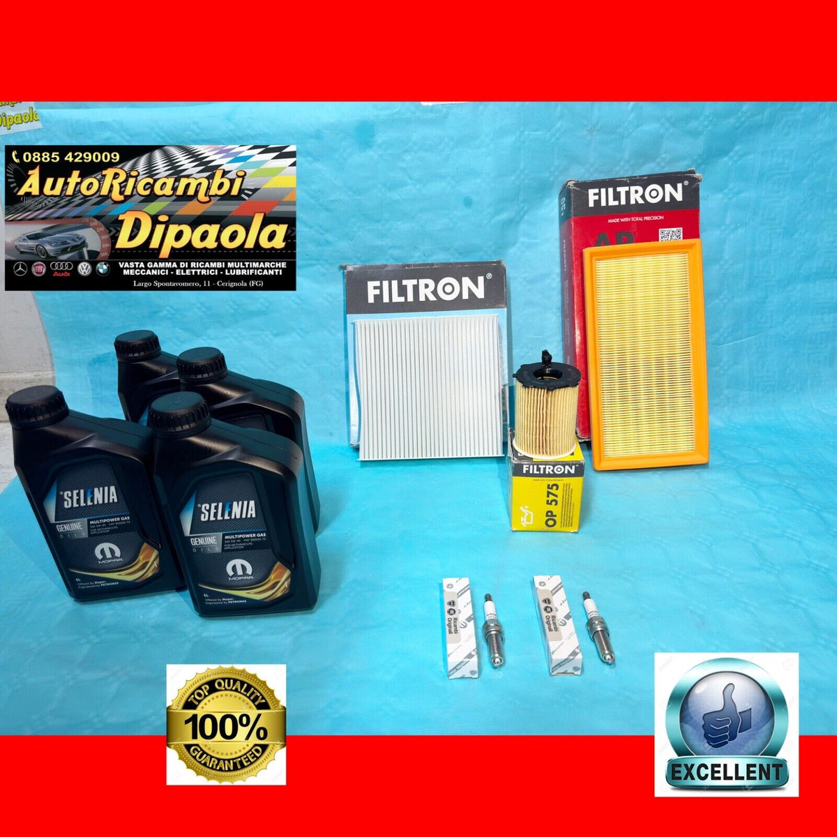 KIT TAGLIANDO + CANDELE LANCIA YPSILON 0.9 TWINAIR NATURAL POWER 4L SELENIA GAS