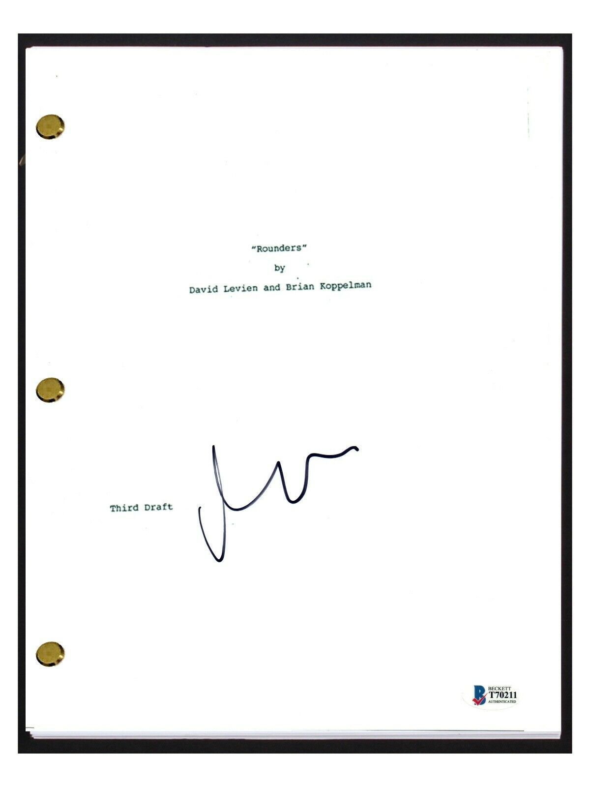 Matt Damon Signed Autographed Rounders Movie Script Screenplay Beckett COA