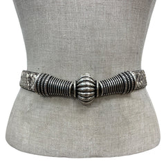 Quelli Della Pelle Handmade Italian Leather & Silver Belt With Intricate Detaili
