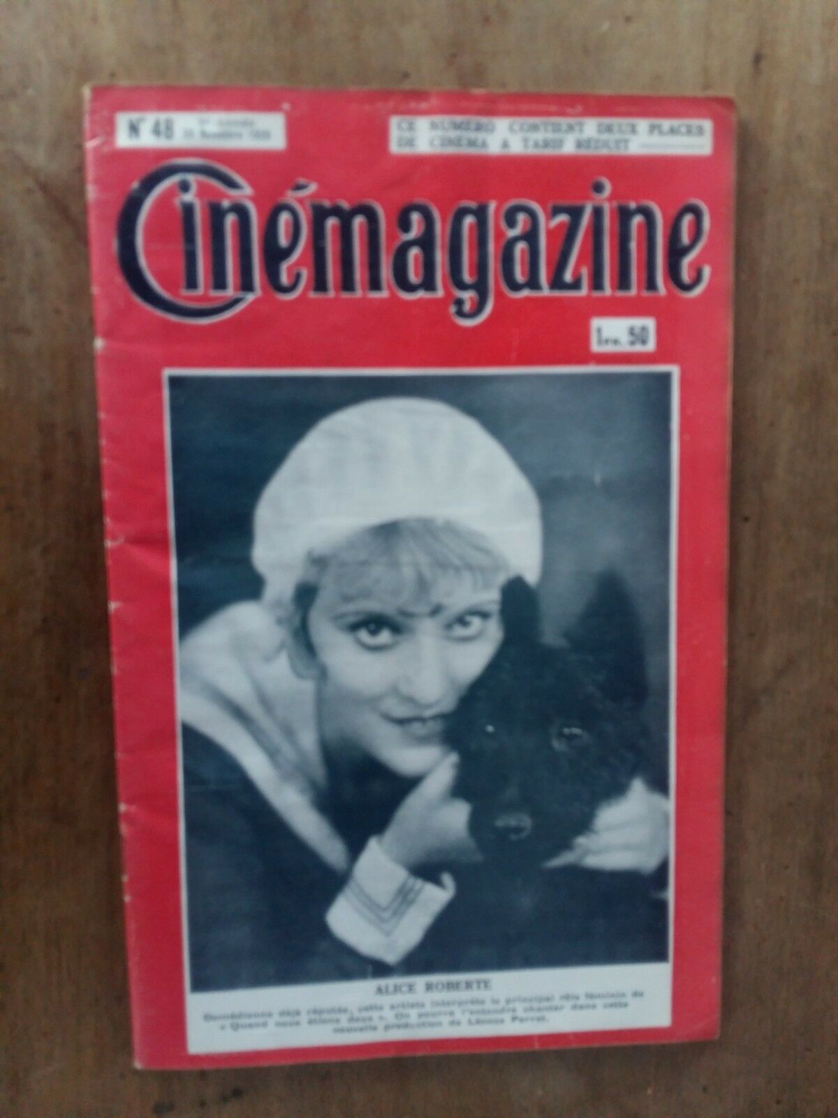 CINEMAGAZINE n°48 alice ROBERTE  " LE BOUDHA VIVANT" 1929 *