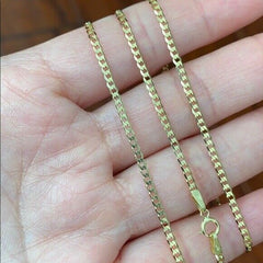 10 k Solid Yellow Gold 1.7 mm Cuban Chain Necklace 16",18",20",22",24".