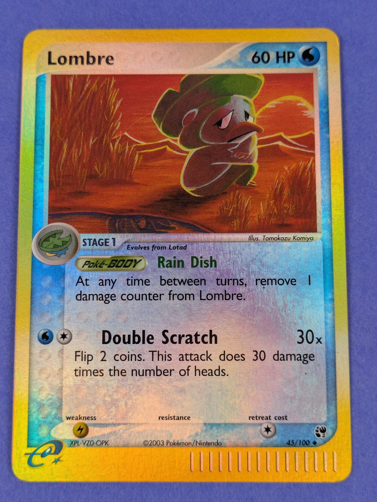 Lombre - 45/100 - Uncommon Reverse Holo Sandstorm - Pokemon Card - MP