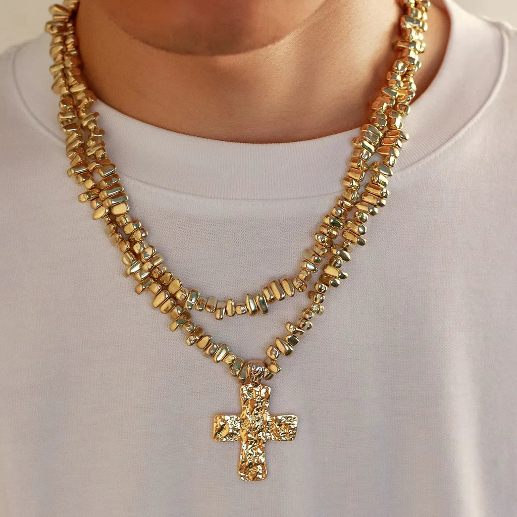 2pc Irregular Cross Beaded Necklace