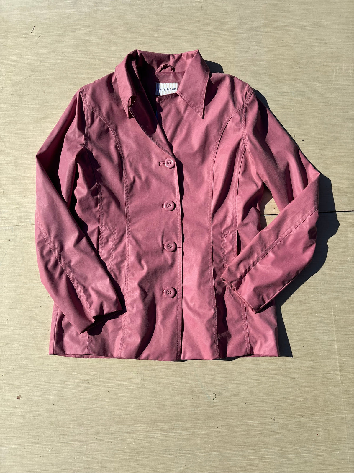 pink white stag fitted jacket, m
