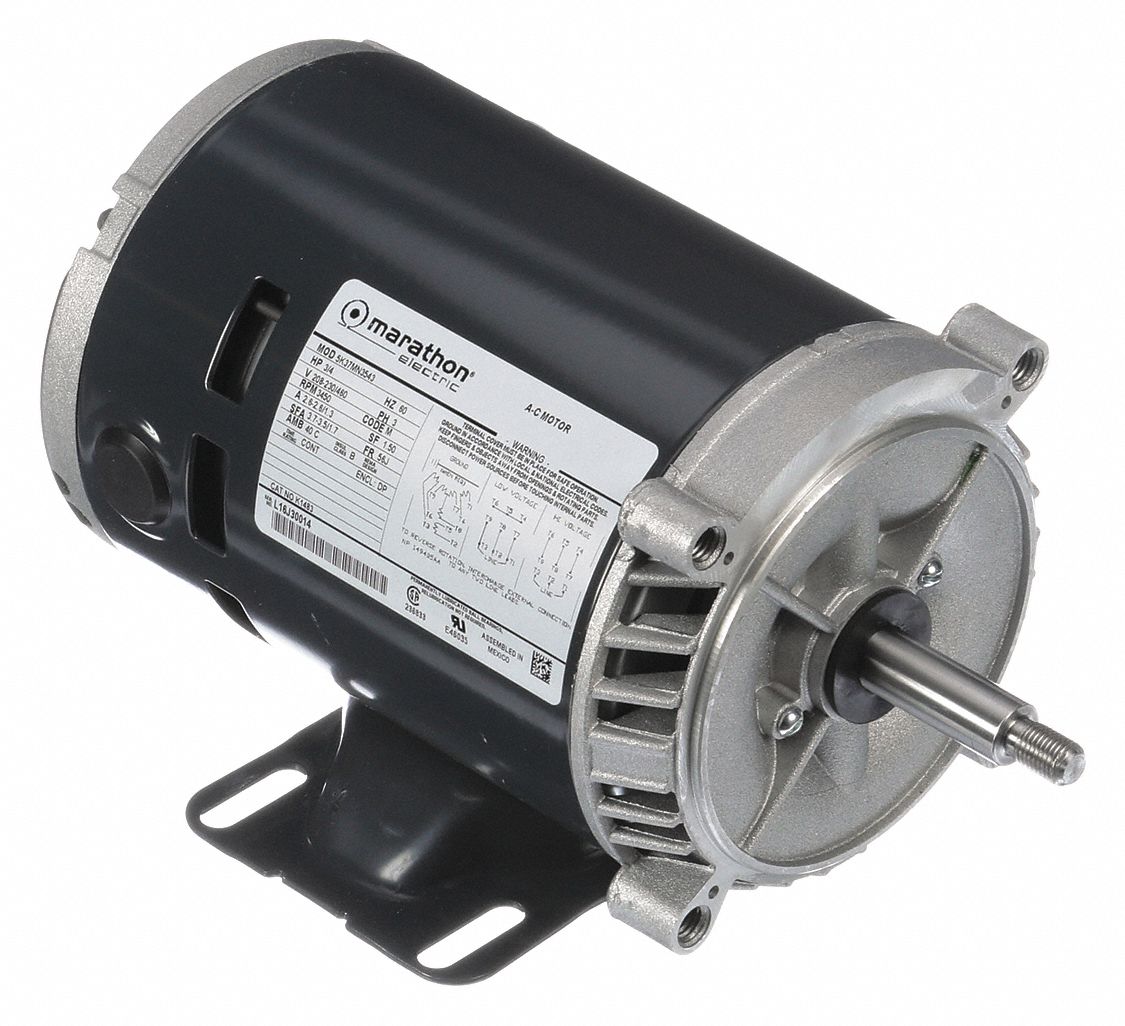 Marathon Motors 3/4 HP Jet Pump Motor, 3-Phase, 3450 Nameplate RPM, 208-230/460 Voltage, 56J Frame - 5K37MN3543