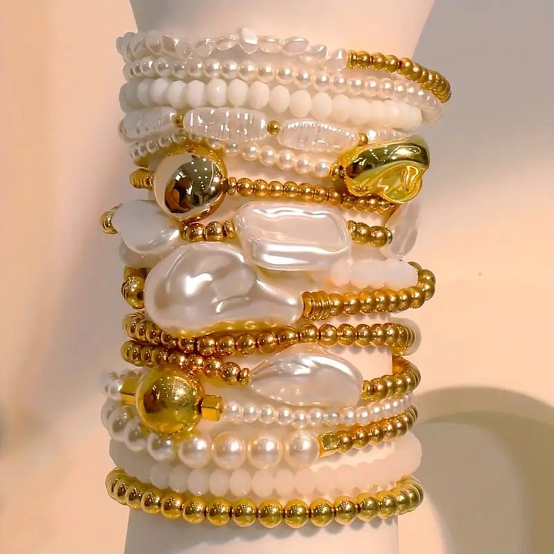 15pc Pearl Statement Bracelet Set