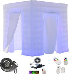 SAYOK Opblaasbaar fotostand-huis met LED-licht en luchtblazer | 2,5m draagbaar fotostand-decorat voor feest-bruiloft-evenement (Twee deuren)