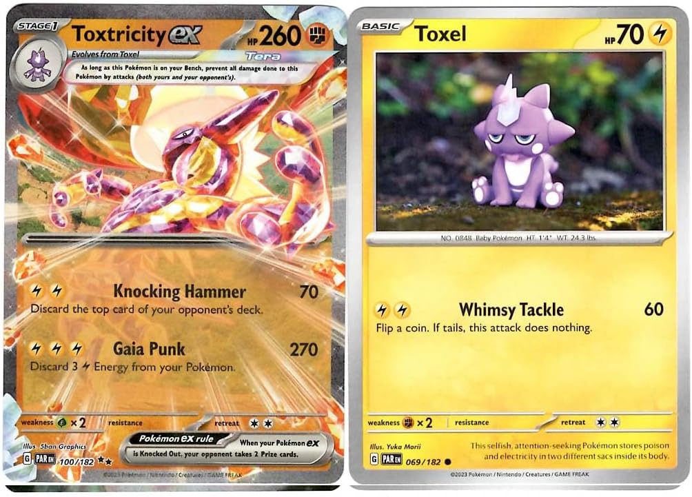Toxtricity ex 100/182 - Paradox Rift - Double Rare - Pokemon Card 2 Lot