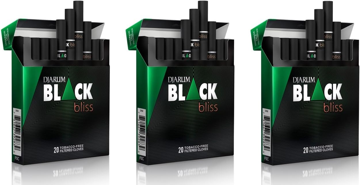 Djarum Black Bliss Emerald Clove Filtered Cigarettes - 3 Boxes of 20 (60 total) - incl. Frugal Smoker Sticker