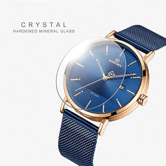 NAVIFORCE- Men's Analog Quartz Watch with Stainless Steel Bracelet NF3008 Blue