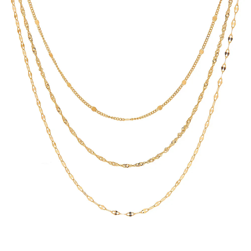 18K Classic Triple Layered Dainty Necklace