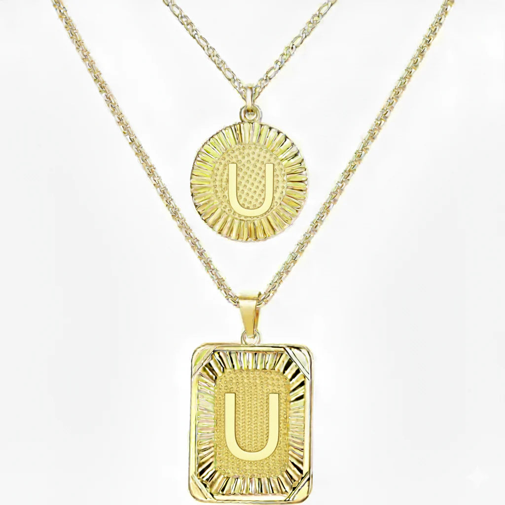 2pc 18K Initial Necklace