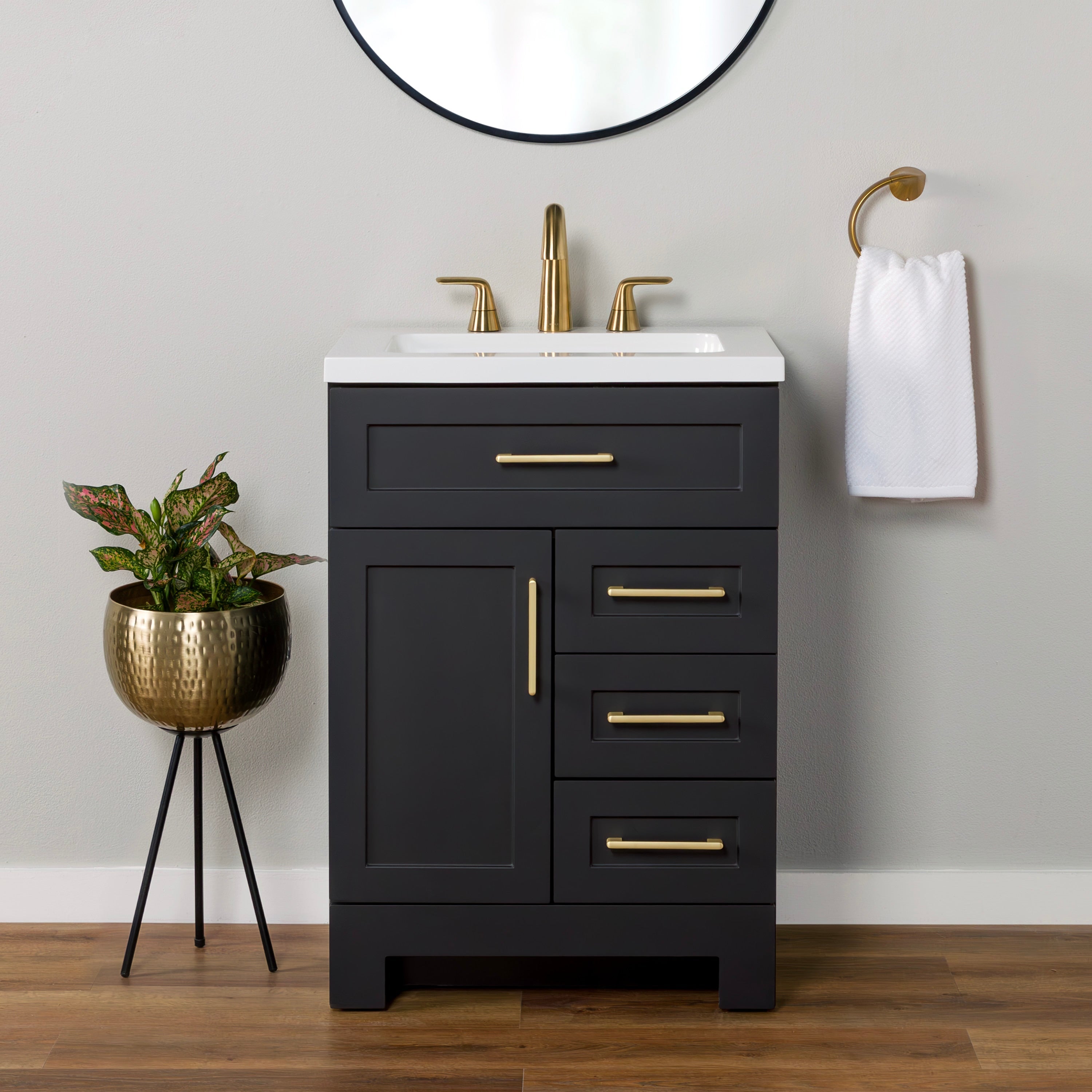 Style Selections Cauley 24-in Black Vanity Top