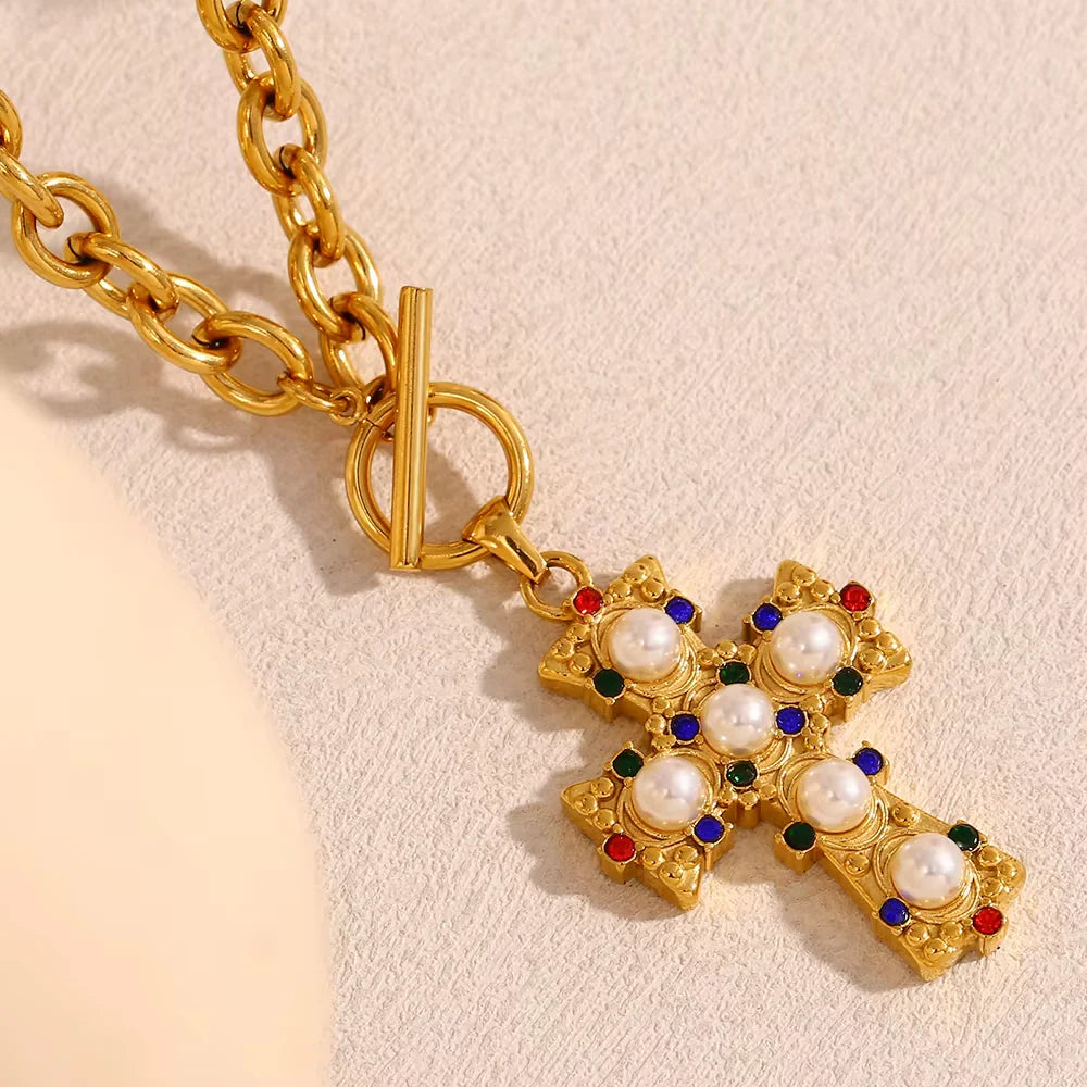 Royal Cross Pearl Necklace