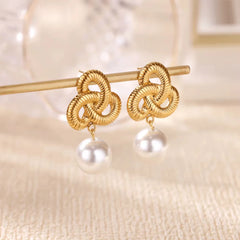 Twisted Rope Pearl Earrings