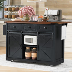 BABOOM Black Mdf Base with Mdf Top Rolling Kitchen Island (28.75-in x 53.8-in x 37-in)
