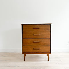 Bassett Walnut Highboy Dresser w/ Rosewood Trim - Formica Top