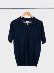 Leif Cotton Linen Polo Dark Navy