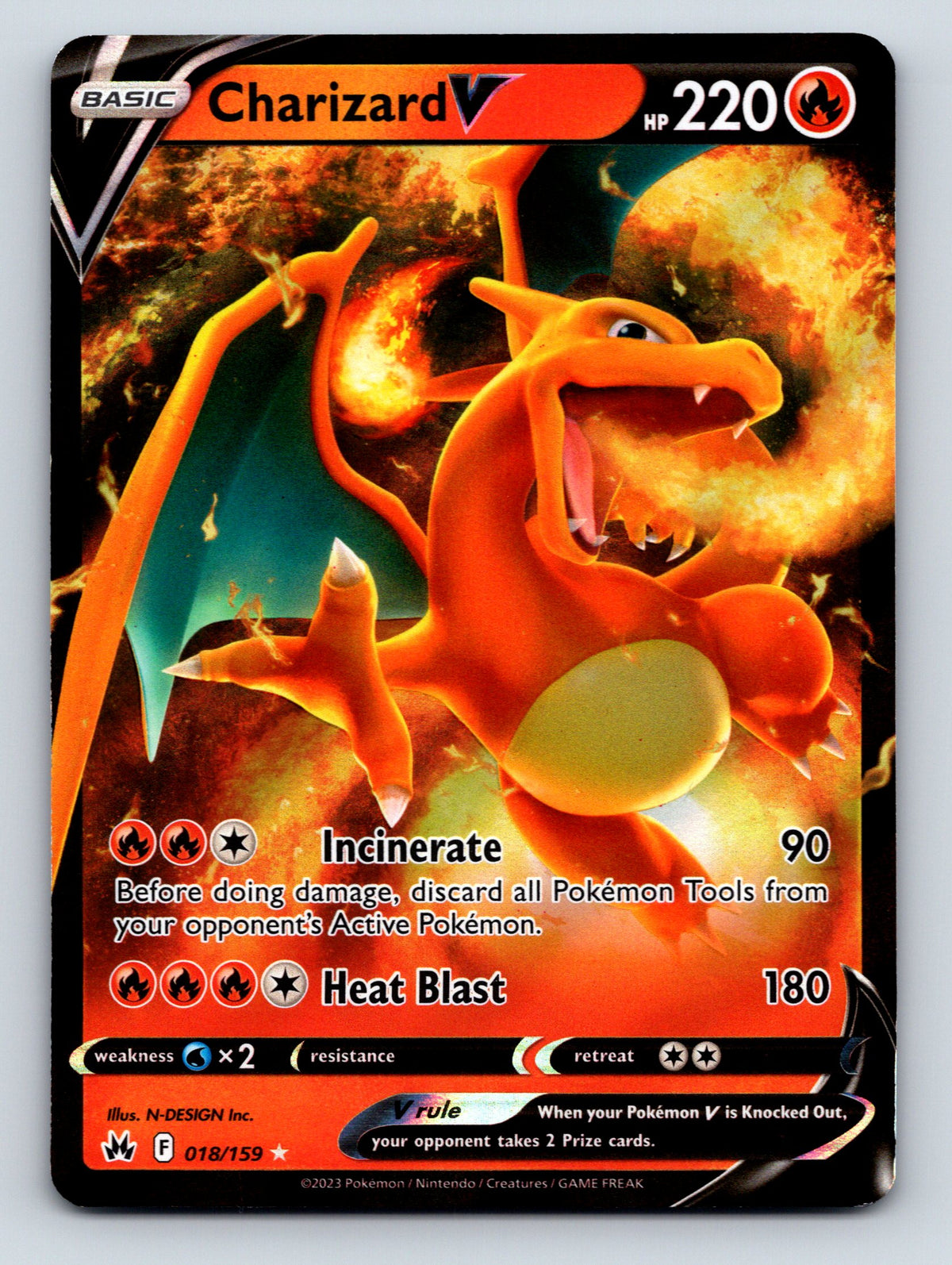 Basic Charizard V HP 220 Incinerate Attack Rarity Red Fiery Pokémon