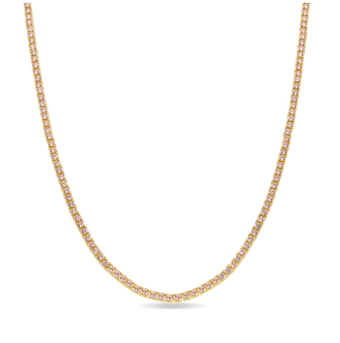 Gargantilla plata dorada cuajada de circonitas champagne
