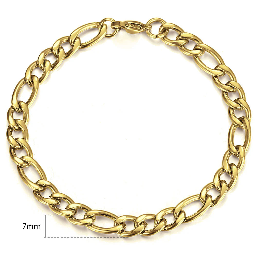 14K Gold Plated Figaro Chain Bracelet
