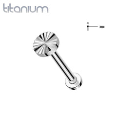 Implant Grade Titanium Ridged Circle Design Threadless Labret With Flat Back - Pierced Universe