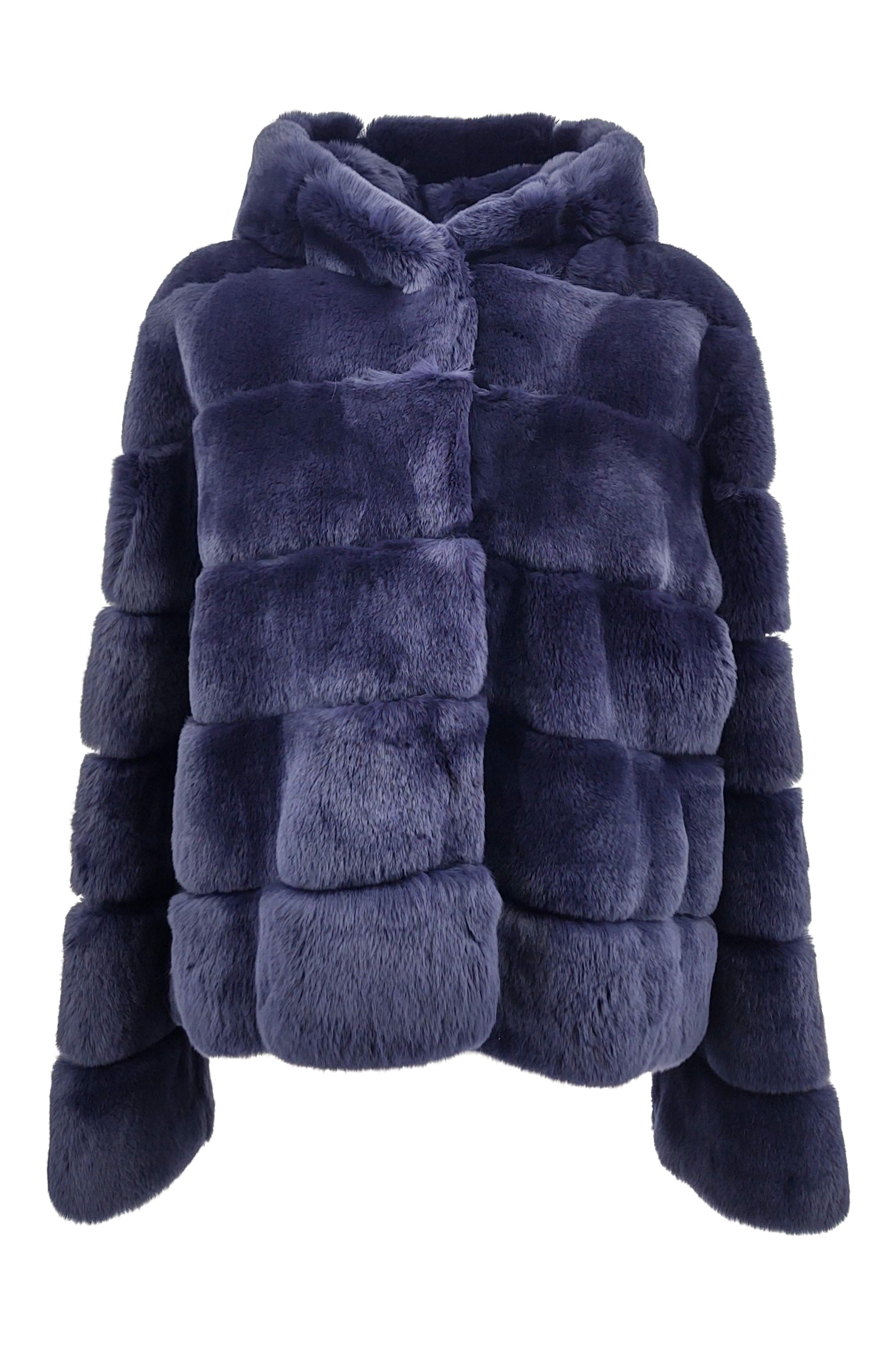 Petrovski, 60 cm. - Kapuze - Rex - Damen - Navy / Rex Kanin Pels - Levinsky - Kvinde | STAMPE PELS