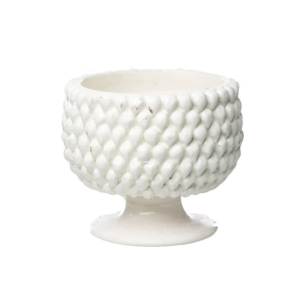 White Pine Cone Ceramic Planter Small