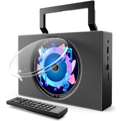 Portable CD Player Boombox with Bluetooth - Rechargeable CD Player with FM Radio, USB, AUX, Remote Control - Stereo Sound System with 4000mAh Battery - Supports CD/CD-R/CD-RW/MP3/WMA