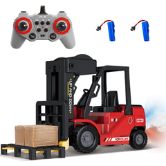 Mostop Ferngesteuerter Gabelstapler Spielzeug, 1/24 Rc Gabelstapler Spielzeug, mit Boxen/Ton- und Lichtspray, Zwei wiederaufladbare Batterien & Ladegerät, Technik Auto Junge Geschenk