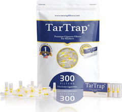 300-Pack Premium Cigarette Filters, Superior Tar & Chemical Removal, Fits Regular & King Size Cigarettes, Disposable Cigarette Filter Tips, Tar Bar Filters for Smokers