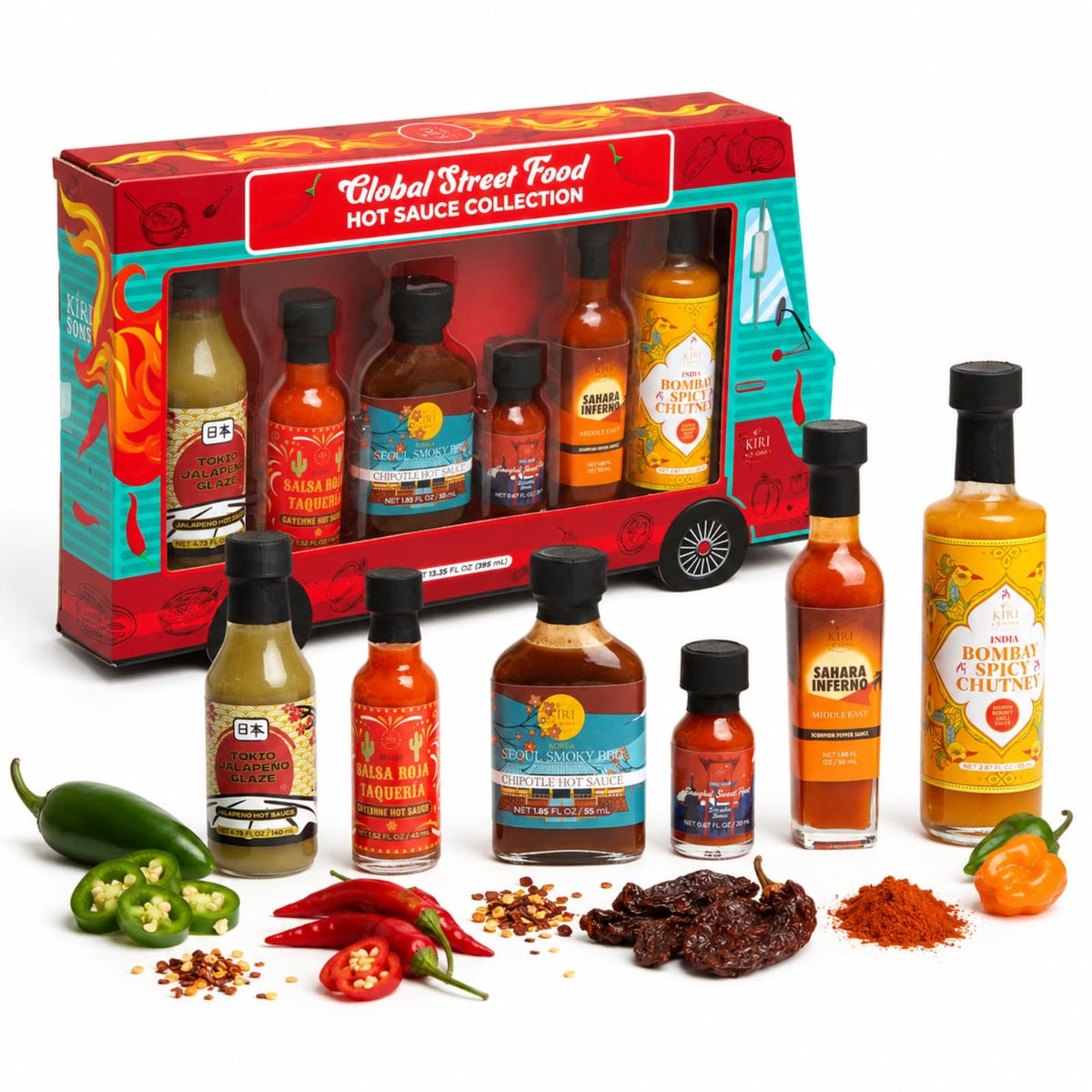 Global Street Food Hot Sauce Collection, 6 Piece Set